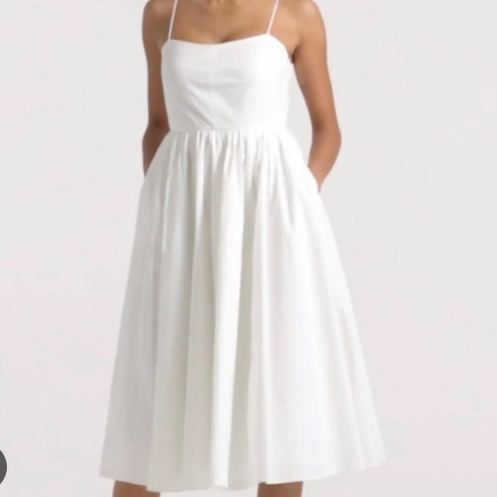 J.Crew cotton poplin a-line midi dress full skirt white